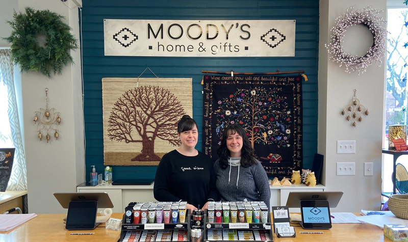Photo of small business owners Kate and Jess of Moody's Home & Gifts. Moody's owners