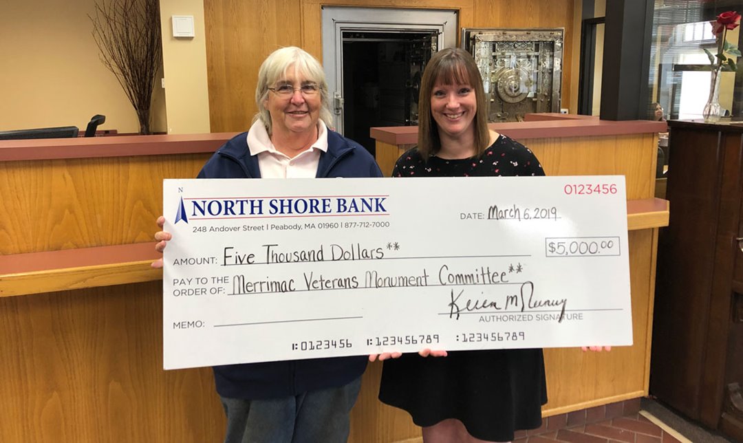 North Shore Bank makes a $5,000 donation to the Merrimac Veterans Memorial
