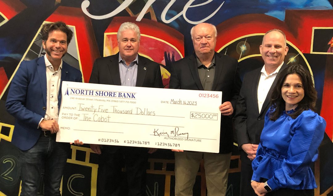 Photo of North Shore Bank presenting a donation to the Cabot Theater for the Cabot's Big Night