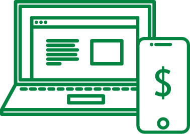 Icon showing green outlines of a laptop and a smartphone